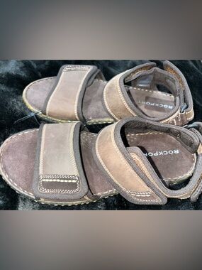 Rockport Men's Chestnut Brown Adjustable Velcro Strap Sandals